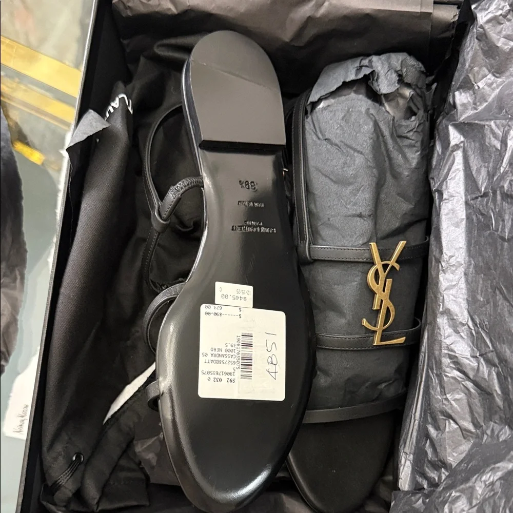 SAINT LAURENT
Cassandra Calfskin Ysl Slingback Sandals Authentic 39.5 - Picture 2 of 5